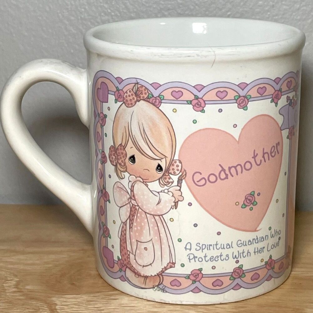 Vintage 1994 Precious Moments Godmother Mug Enesco Angel Floral